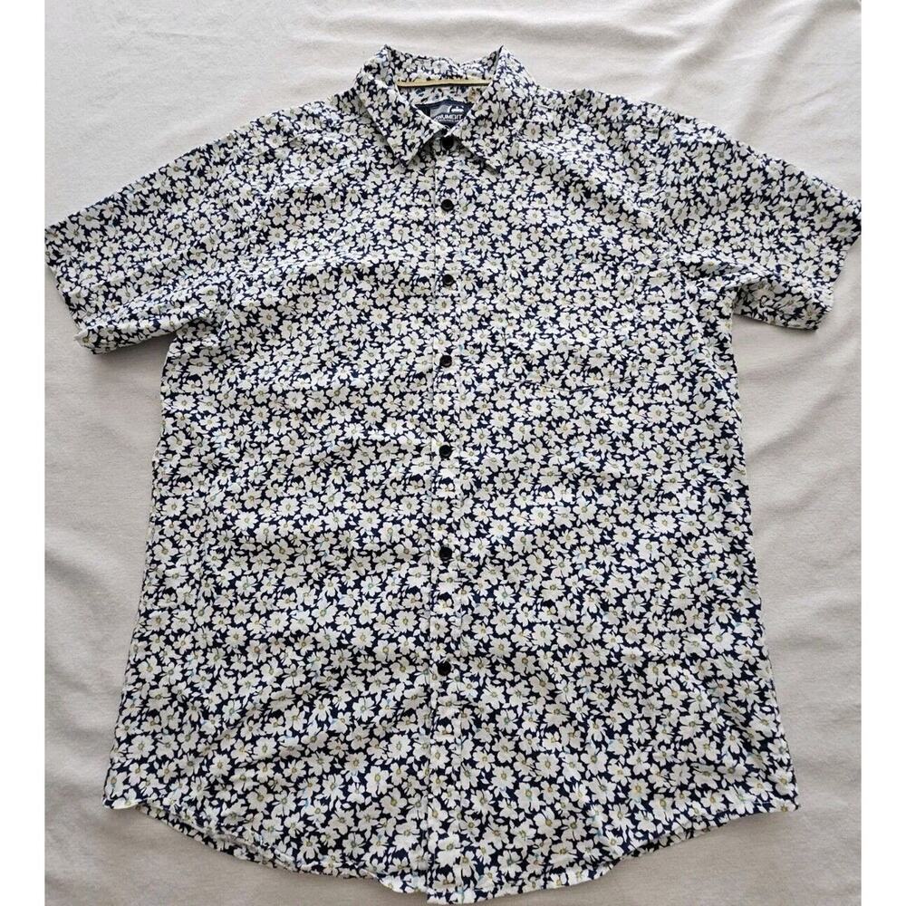 Monument Mens Button Up Shirt Slim Fit Camp Beach Casual Floral Sz Large